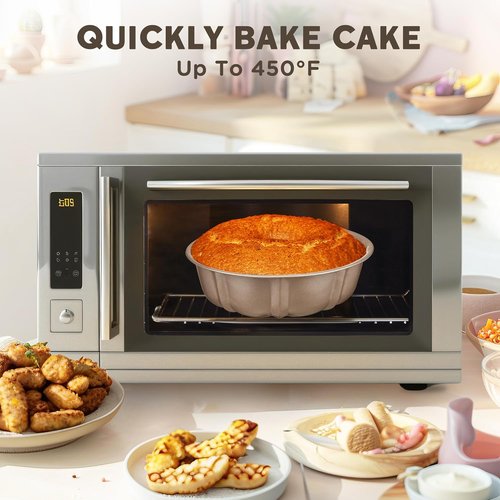KITESSENSU 9-Inch Non-Stick Cake Pan - 12-Cup Premium Fluted Baking Mold in Champagne Gold