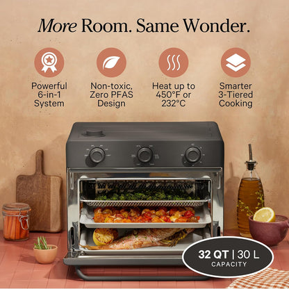 Our Place Large Wonder Oven - 6-in-1 Stainless Steel Air Fryer Toaster Oven | 32 QT Capacity - Toast, Roast, Bake, Reheat, Broil & Steam | Char