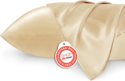 Bedsure Satin Pillowcase - Luxurious Silk-Like Feel | Standard Size 20x26 Inches, Champagne Gold, 2 Pack