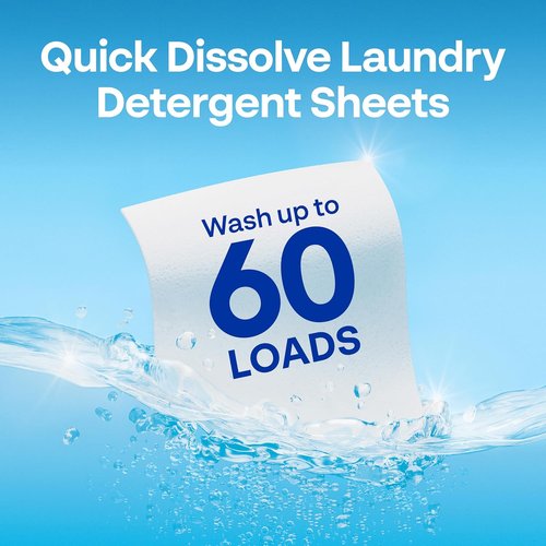 Earth Breeze Laundry Detergent Sheets - Fresh Scent, Eco-Friendly & Travel-Friendly - 60 Loads, 30 Ct