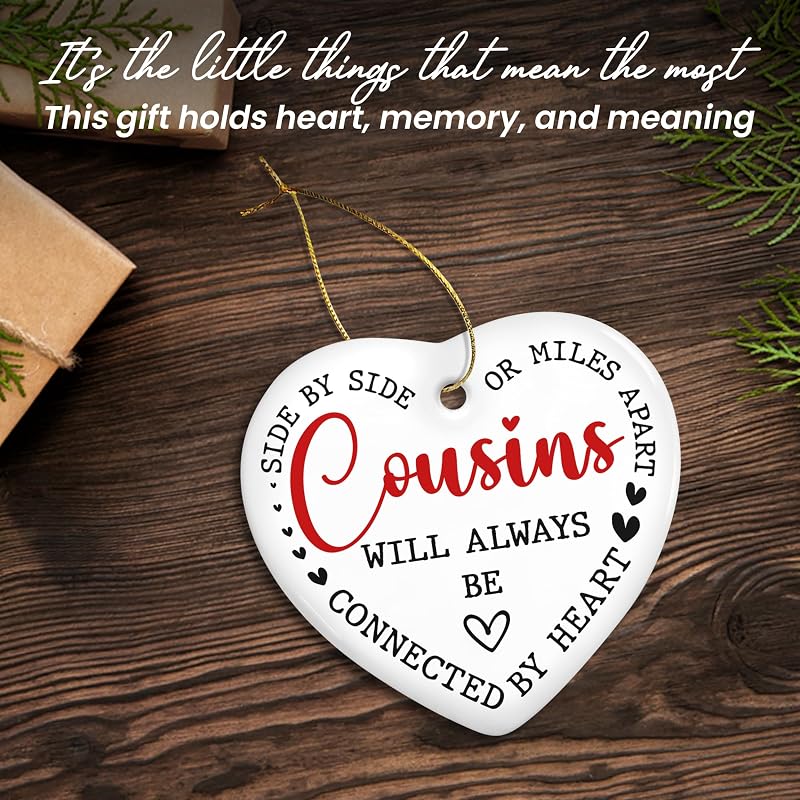 Cousin Christmas Ornament - Heartfelt Ceramic Keepsake Gift for Women & Men (Variation: Cousin)