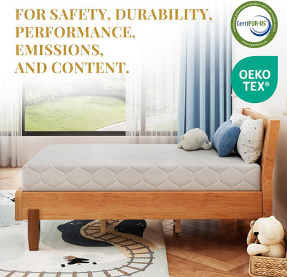 Skiennix 6-Inch Twin Size Memory Foam Mattress - Pressure Relief & Medium Firm Support, CertiPUR-US Certified