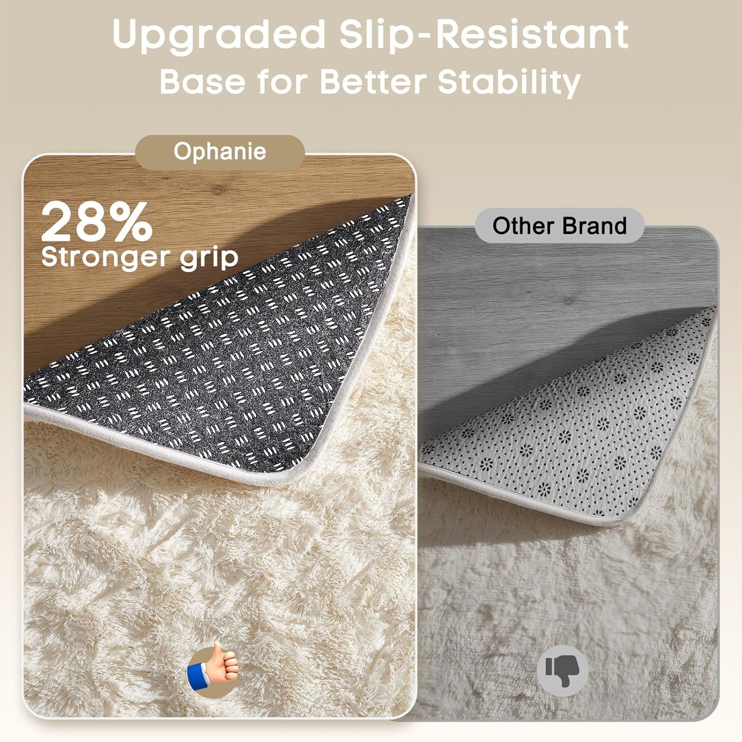 Ophanie Area Rugs - Soft Non-Slip Fluffy Shag Carpet for Living Room & Bedroom - Ivory 7x10 Size