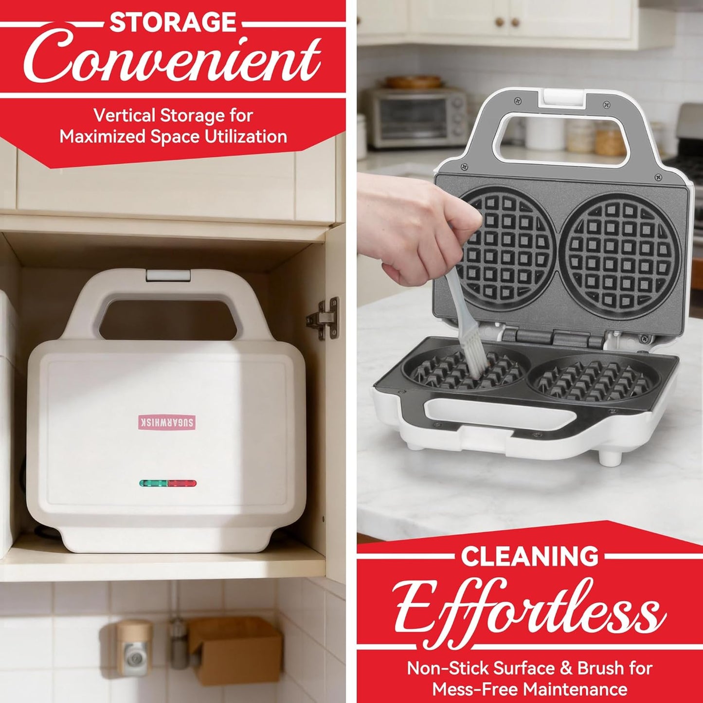 Skiennix 4-Inch Mini Waffle Maker - Non-Stick Chaffle Machine for Keto Waffles & Hash Browns