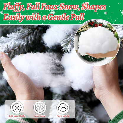 Regine Switzerland 32 OZ Fluffy Artificial Snow - White Cotton Faux Snow for Christmas Decor & Crafts