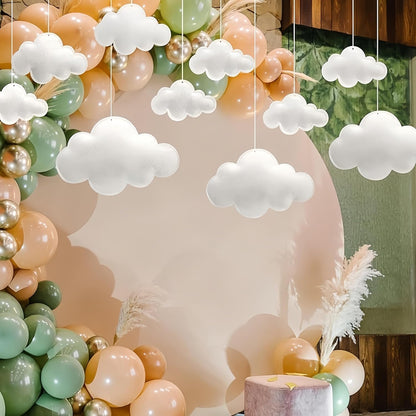 Skiennix 3D Cloud Decorations - Felt White Hanging Clouds for Nursery, Baby Shower & Party Decor | 10 Pcs