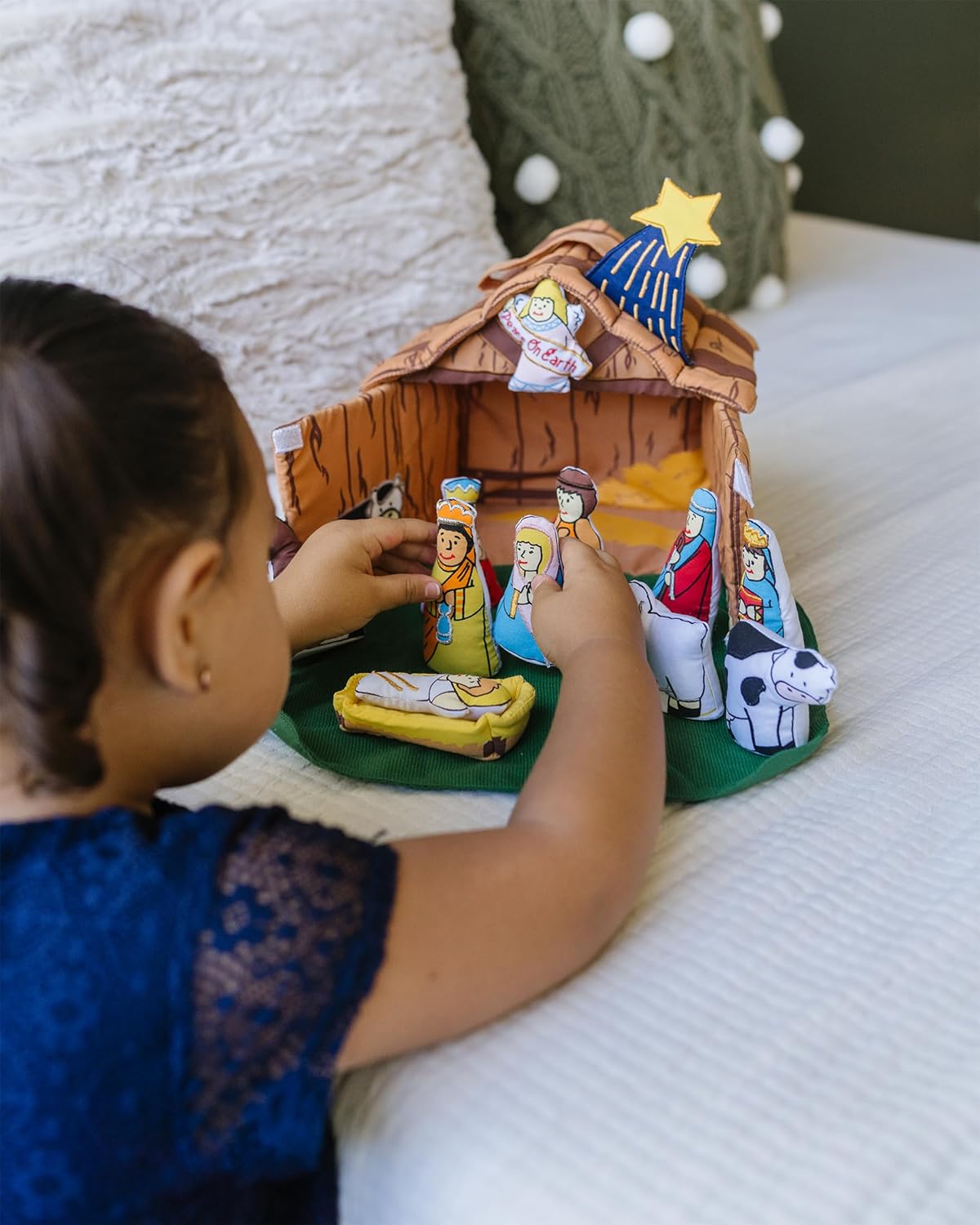 Pockets of Learning Nativity Christmas Manger House Play Set - Interactive Soft Fabric Toy for Toddlers
