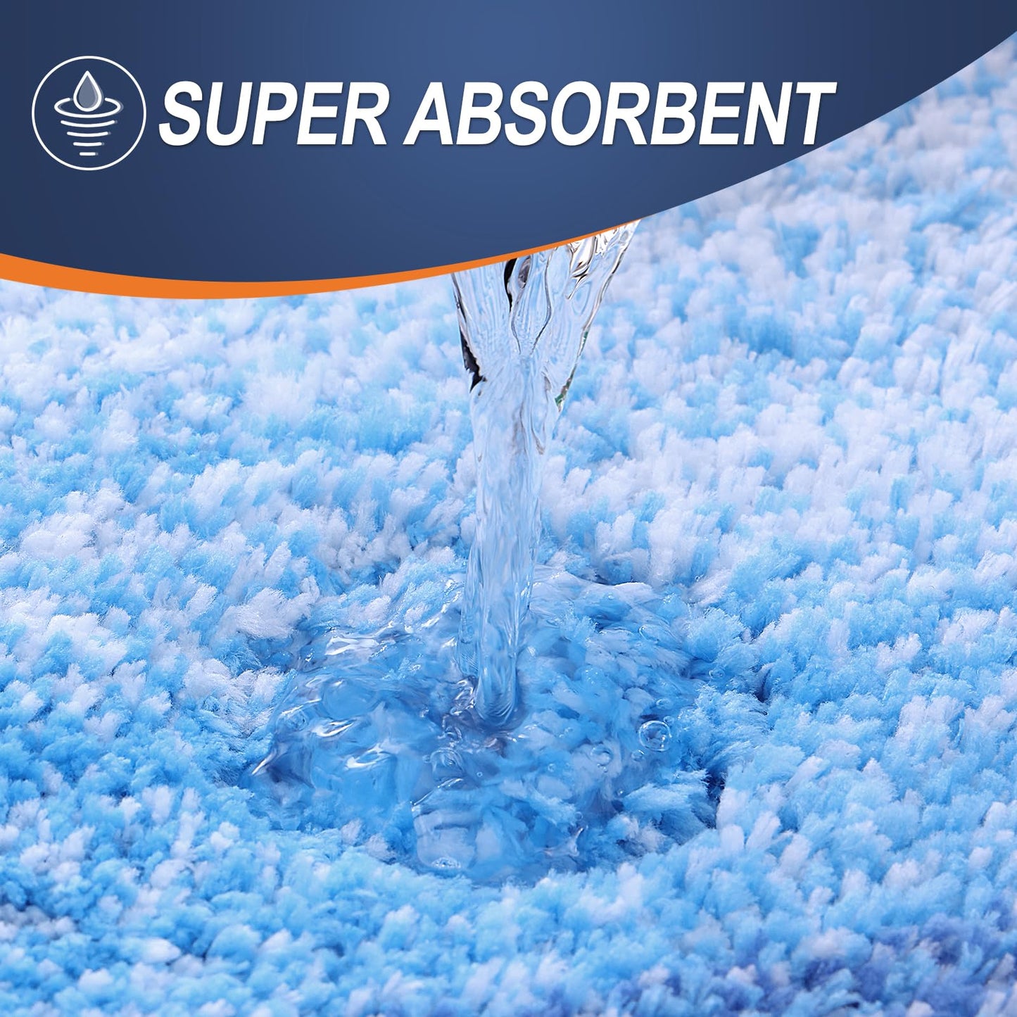 OLANLY Luxury Toilet Rugs U-Shaped 24x20, Extra Soft and Absorbent Microfiber Bathroom Rugs, Non-Slip Plush Shaggy Bath Mat, Machine Wash Dry, Contour Bathroom Mats for Toilet Base, Light Royal Blue