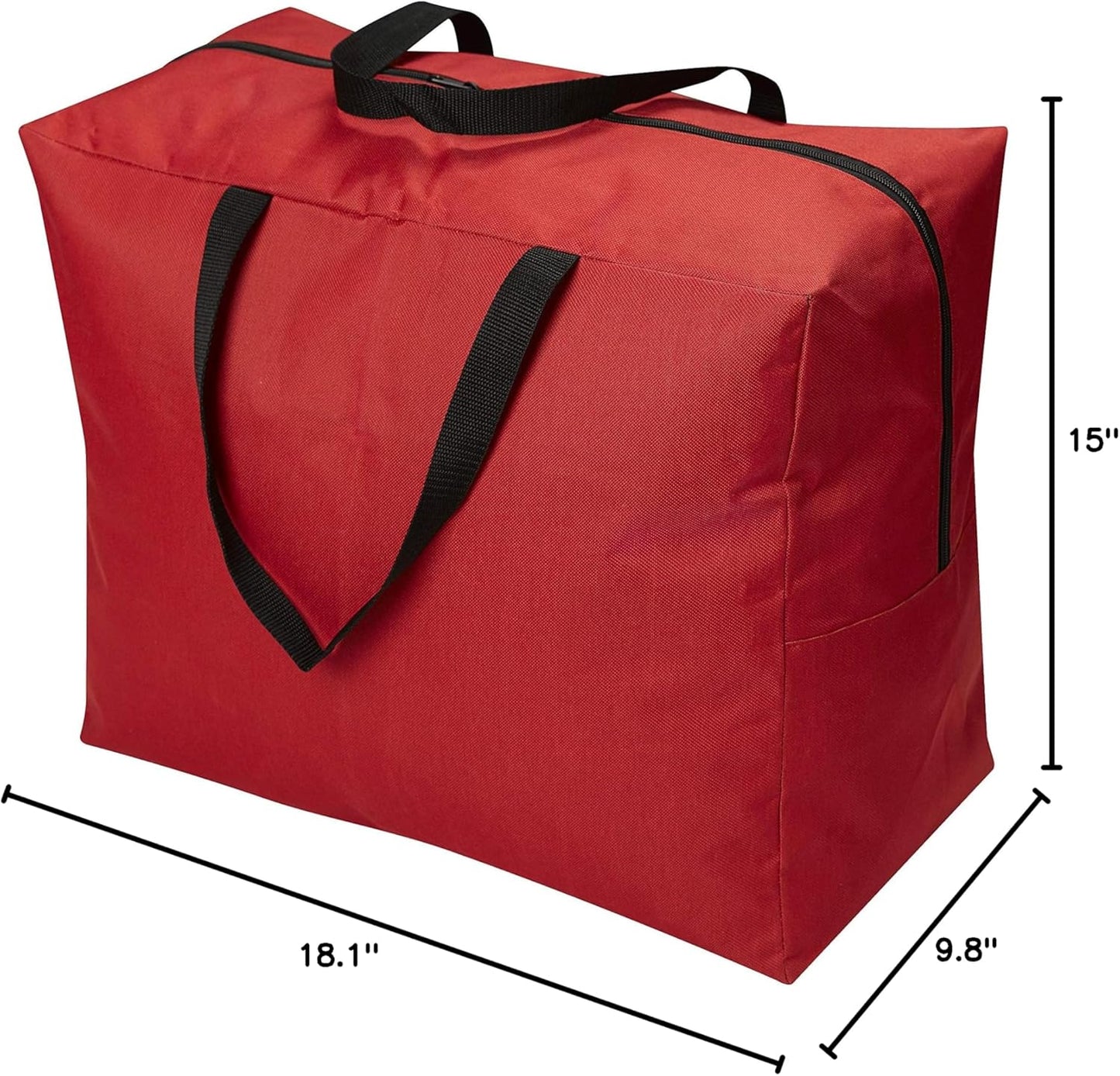 ProPik Holiday Ornaments Storage Bag - Tear-Proof Polyester, 15” x 9.8” x 18.1”, Red with Handles