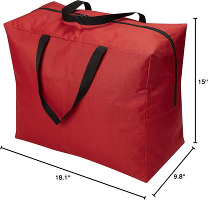ProPik Holiday Ornaments Storage Bag - Tear-Proof Polyester, 15” x 9.8” x 18.1”, Red with Handles