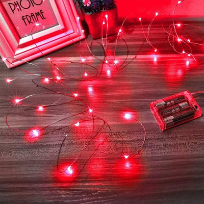Ariceleo LED Fairy Lights - Battery Operated Copper Wire String Lights | 5m/16ft Red for Bedroom, Weddings & Parties