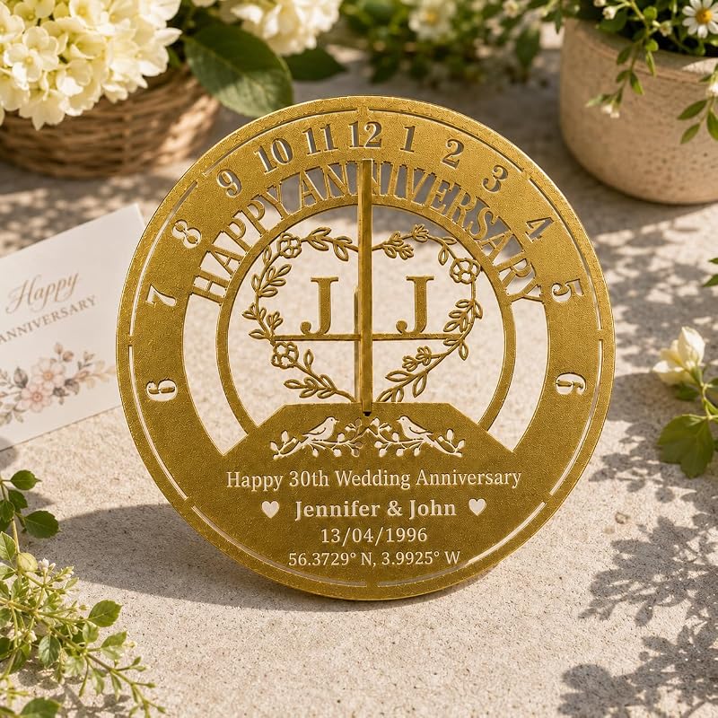 Personalized Metal Sundial - Custom Anniversary Garden Gift for Couples (Color 1)