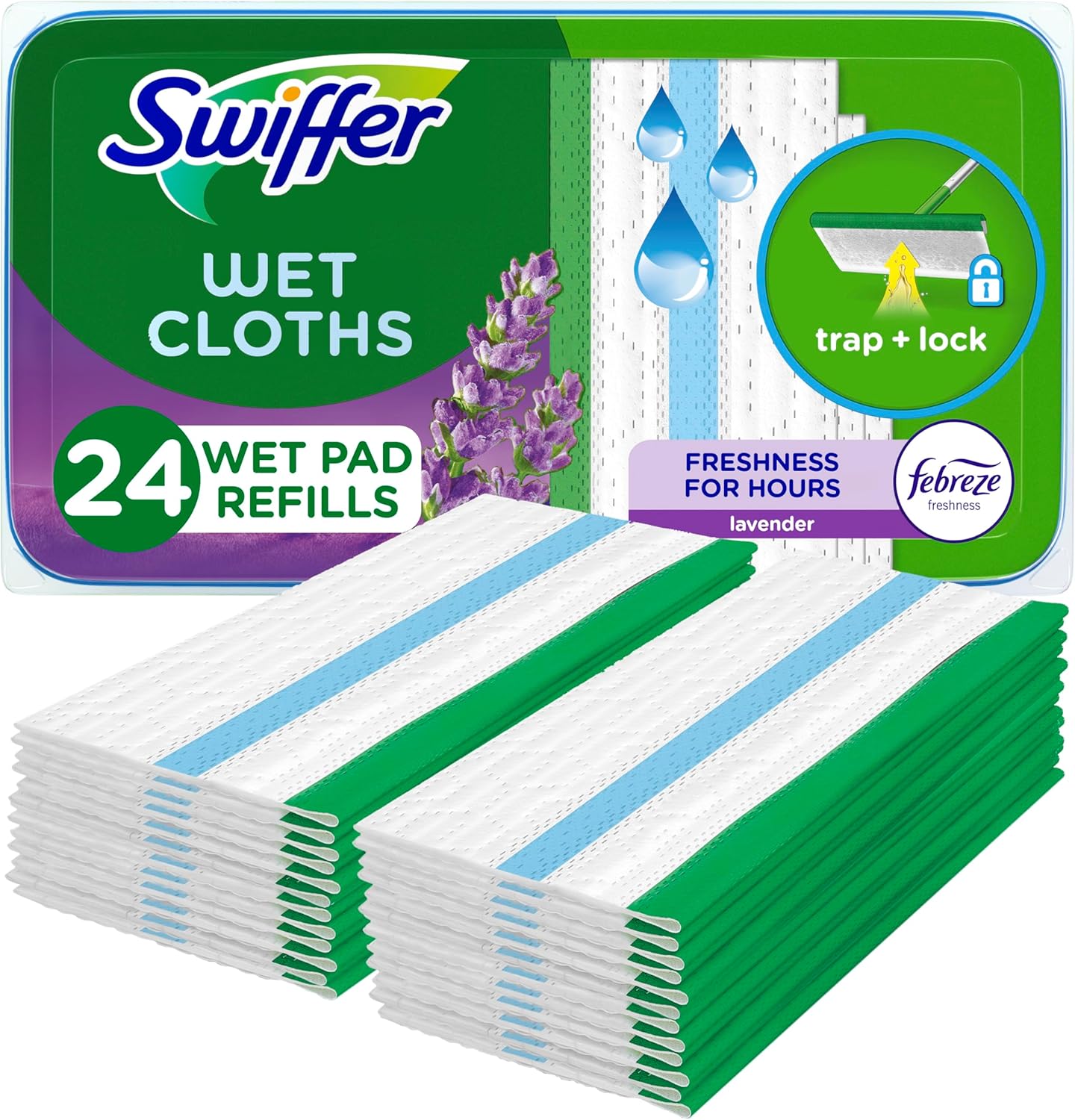 Swiffer | Wet Mop Pads Refill - All-Purpose Floor Cleaner for Dirt & Dust | Lavender, 24ct