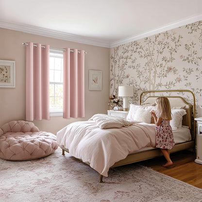 MIULEE Baby Pink Blackout Curtains - Thermal Insulated Room Darkening Drapes | 40 x 50 Inches, 2 Panels
