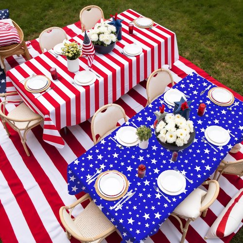 American Flag Party Decorations Set by [Brand Name] - Patriotic Theme Kit for 4th of July & Election Day, Includes 2 Disposable Plastic Tablecloths