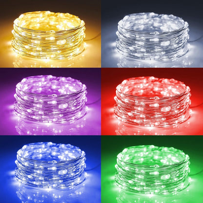 WATERGLIDE 12 Pack Mini String Lights - 20 LED Battery Operated Fairy Lights | Waterproof Silver Wire for DIY Decor