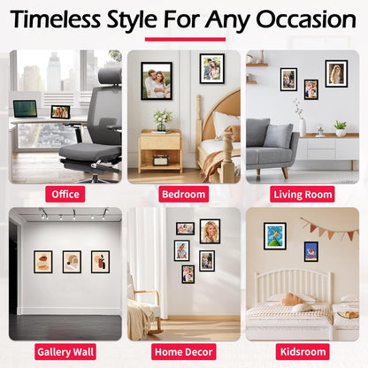 Black 8x10 Picture Frame Set of 2 | Versatile Tabletop & Wall Display with HD Plexiglass