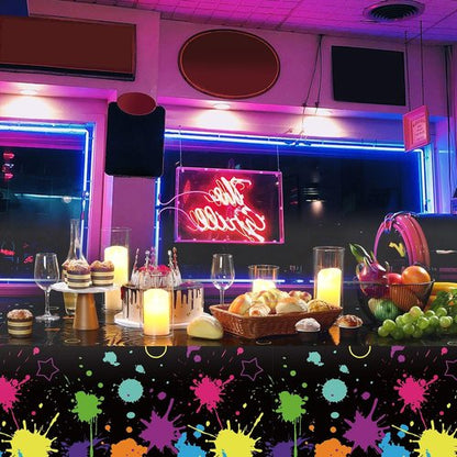 Glow Party | Neon Plastic Table Covers - 108 x 54 Inch Disposable Tablecloths for Black Light Events (6 Pack)