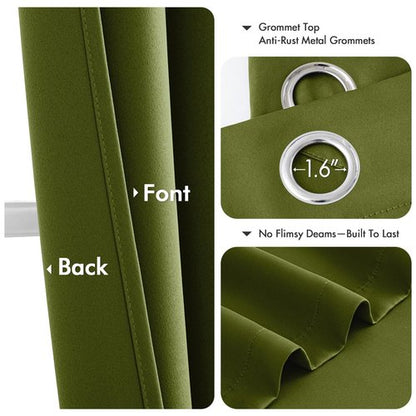 MIULEE Light Olive Green Blackout Curtains for Bedroom Living Room 84 Inches Long 2 panels, Thermal Insulated Room Darkening Drapes Grommet Top Noise Reducing Light Blocking Window Curtains 40x84 Inch