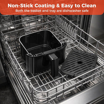NEWBULIG Air Fryer - Compact 3 Qt Digital Air Fryer with Nonstick Plate & Dishwasher Safe Basket