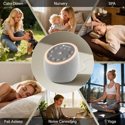 Hotmoon Sound Machine for Sleep, Cocoon 2 White Noise Sound Machine with 40 Relaxing Sounds, Dual-Speaker & Timer, 8 Night Light, Pink Brown Green Noise for Sleeping Adults, Office Privacy, Plug-in
