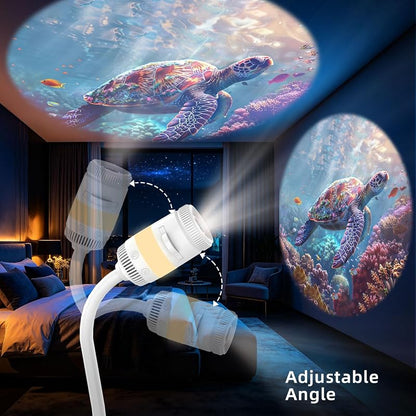 2-in-1 Galaxy & Ocean Projector for Bedroom – 4K Discs, 360° Rotating Night Light