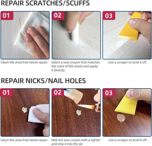 Kenbry Wood Filler Sticks - White Wax Fill Stick for Wood Repair | Fix Scratches, Cracks & Gouges