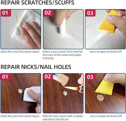 Kenbry Wood Filler Sticks - White Wax Fill Stick for Wood Repair | Fix Scratches, Cracks & Gouges