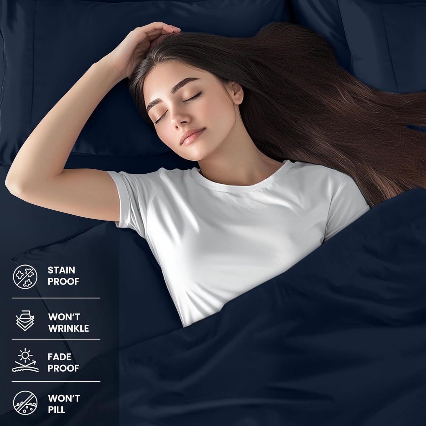 Utopia Bedding Queen Size Sheet Set - Soft, Breathable Microfiber, Includes 1 Fitted Sheet, 1 Flat Sheet & 2 Pillowcases - Navy