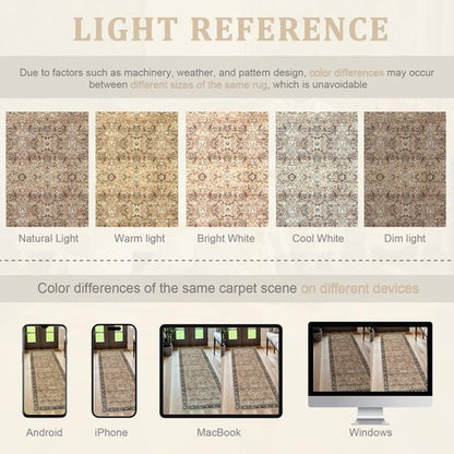 Collive 2x6 Rug Runners for Hallway, Washable Boho Kitchen Runner Rugs Non Slip Vintage Laundry Room Carpets, Low Pile Bathroom Rug Stain Resistant Soft Bedroom Carpet for Entry, Beside, Brown