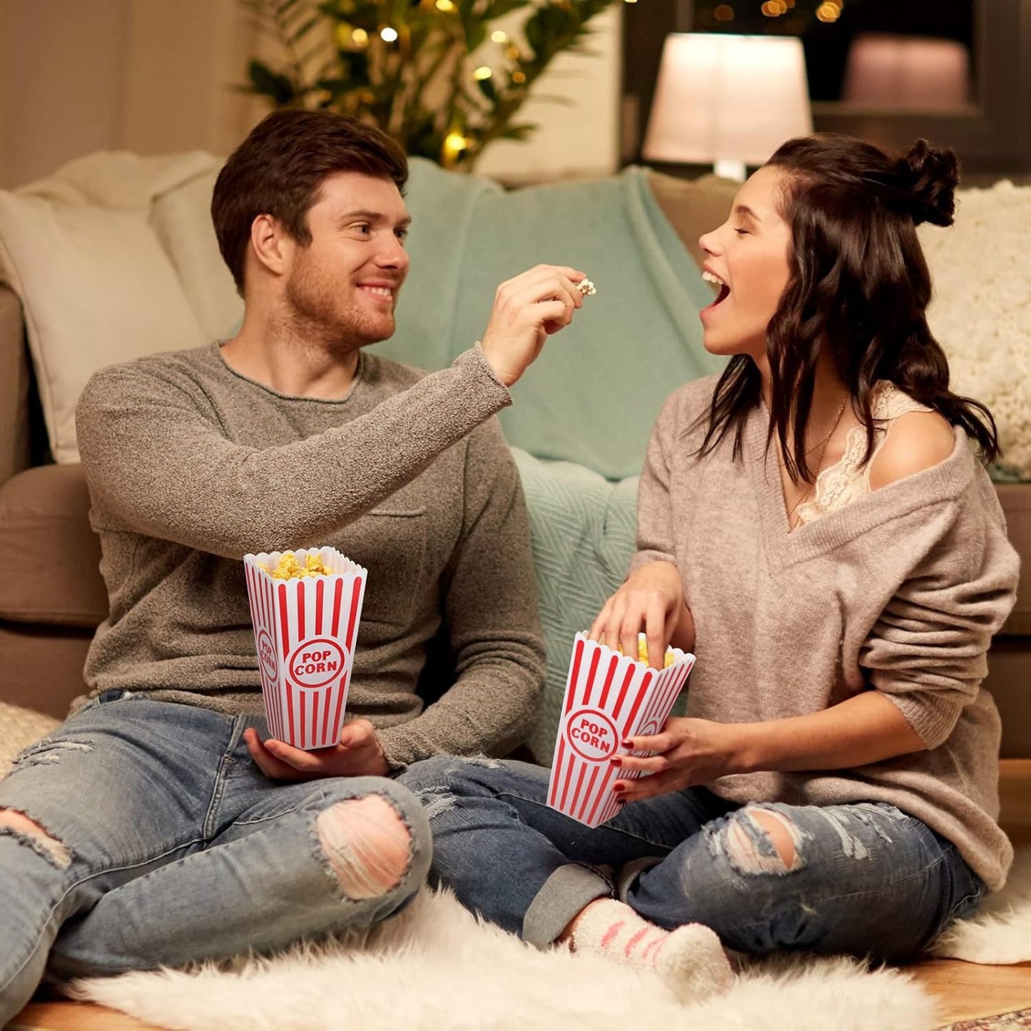 Yuxung Popcorn Boxes - Classic Red and White Striped Buckets | 30 Pack, Reusable for Movie Nights, 7.7 x 3.9 x 2.4 Inch