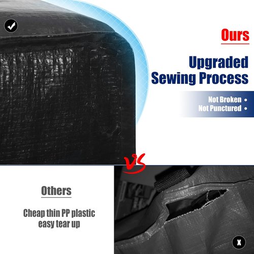 Cosy Family Heavy Duty Moving Bags - 12 Pack with Backpack Straps & Strong Handles | X-Large Black Storage Totes