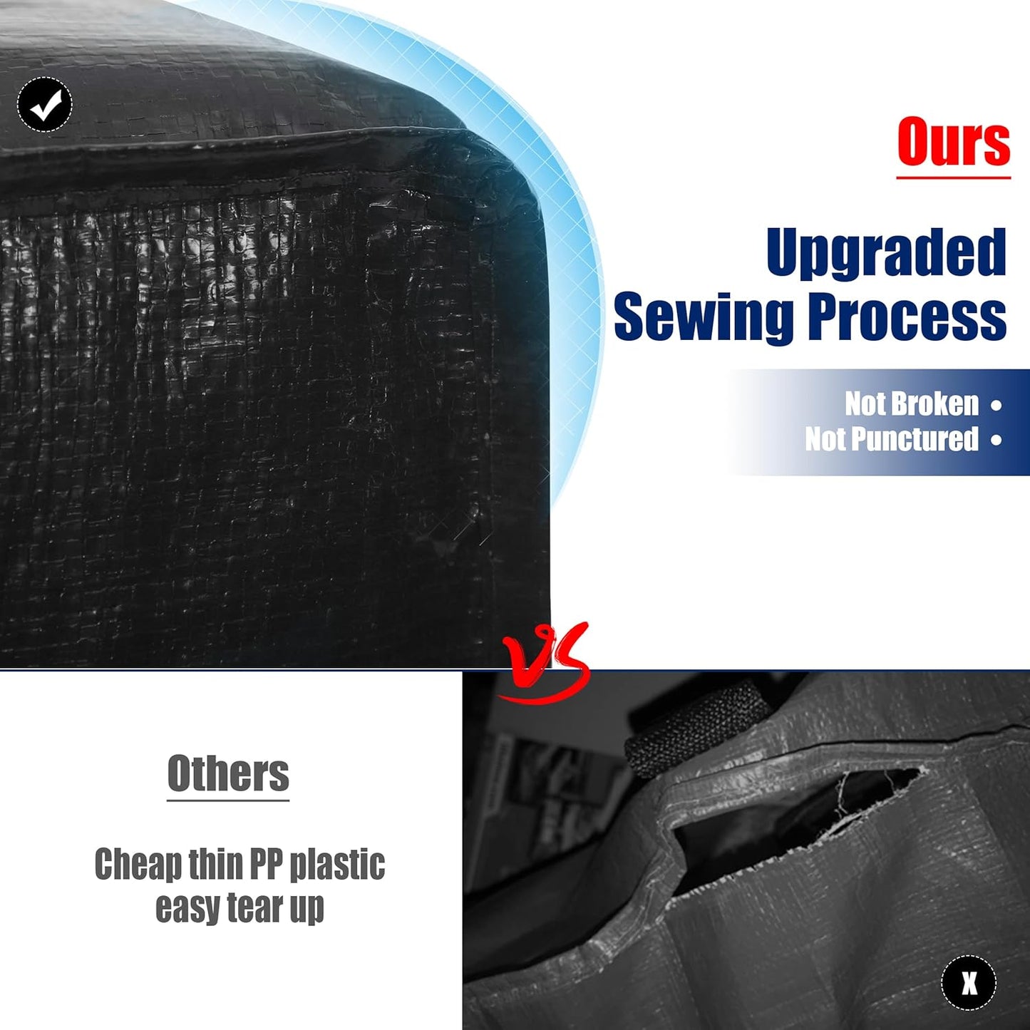Cosy Family Extra Large Moving Bags - Heavy Duty Storage Totes with Backpack Straps & Strong Zippers | Set of 4, Black