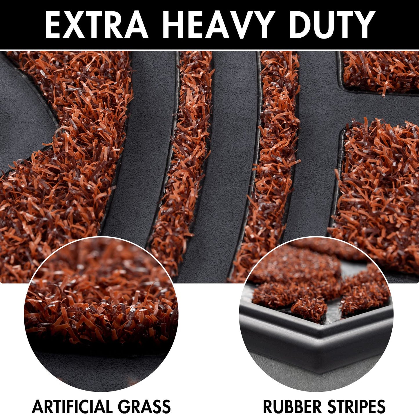 Mibao Half Round Door Mat, Non-Slip Welcome Entrance Way Mat, Durable Rubber Door Mats, Low-Profile Heavy Duty Doormat, Half Circle Mats for Garage, Patio, High Traffic Areas, 24" x 36", Maroon