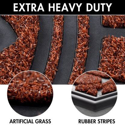 Mibao Half Round Door Mat, Non-Slip Welcome Entrance Way Mat, Durable Rubber Door Mats, Low-Profile Heavy Duty Doormat, Half Circle Mats for Garage, Patio, High Traffic Areas, 24" x 36", Maroon