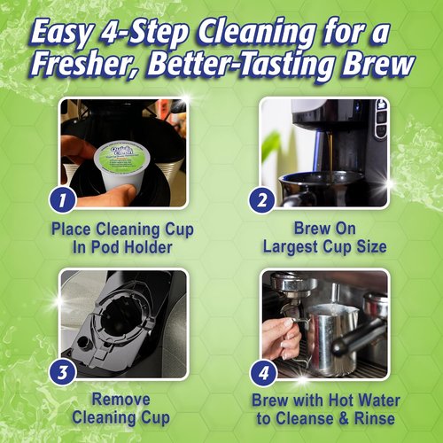 Keurig Cleaning Pods - 6-Pack K Cup Cleaner for 2.0 Coffee Machines | Non-Toxic & Eco-Friendly Stain Remover