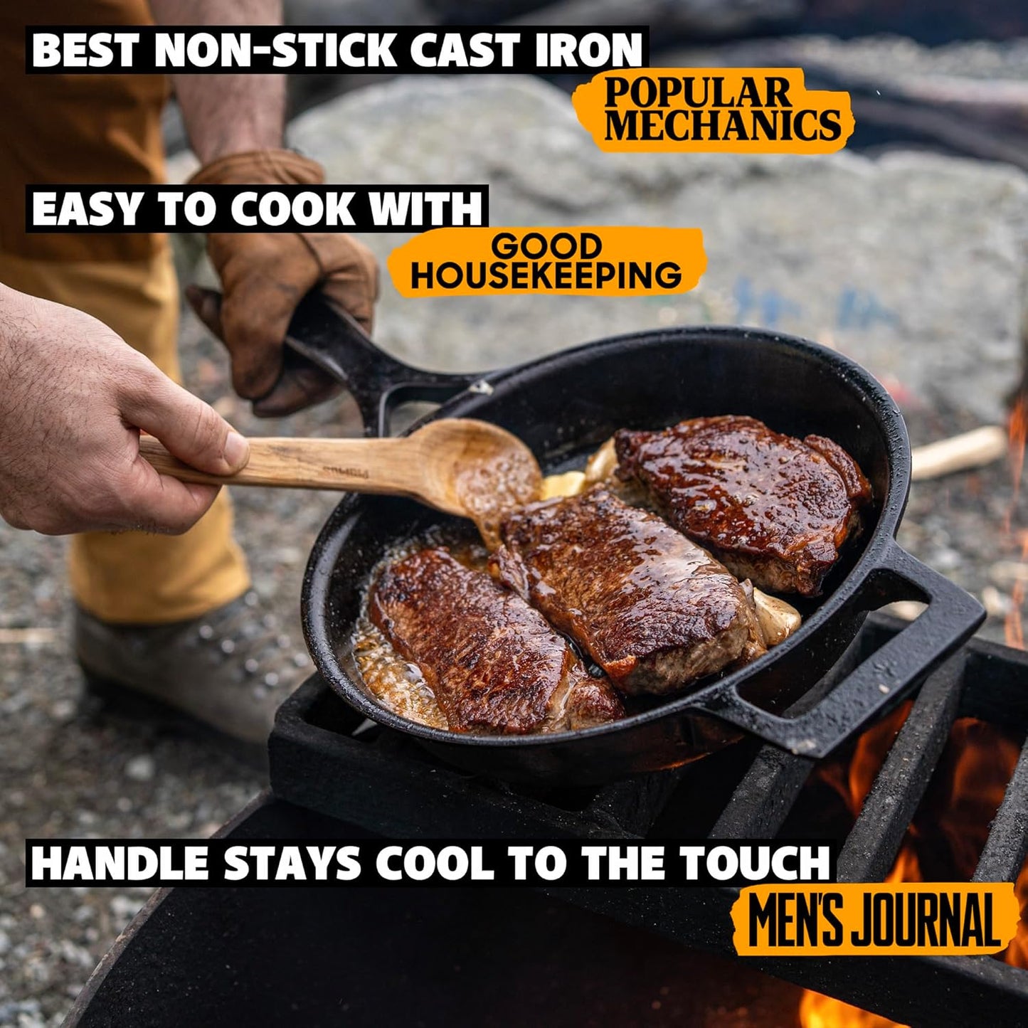 Stargazer 12-Inch Cast Iron Skillet - Premium Seasoned Frying Pan for Grilling, Searing & Baking