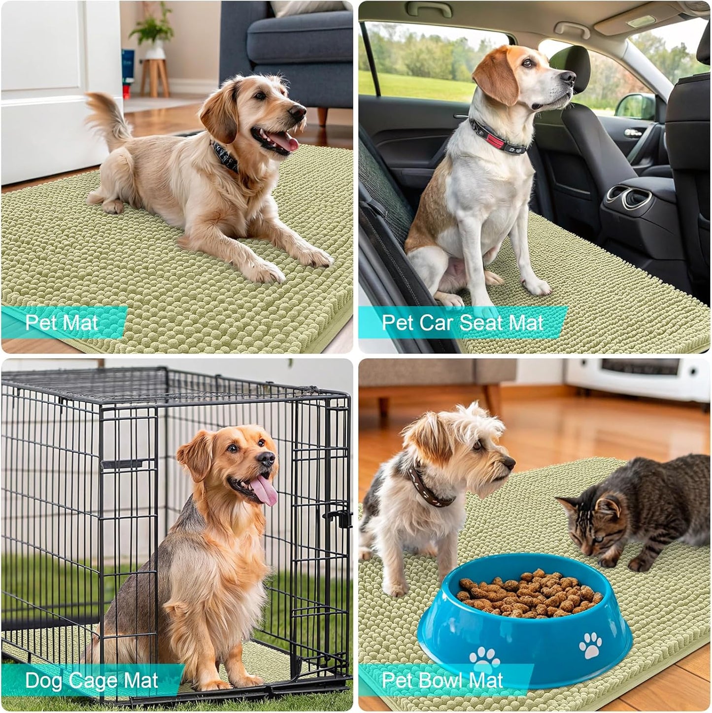 OLANLY Dog Door Mat - Absorbent Non-Slip Chenille for Muddy Paws | 45x27, Quick Dry, Vanilla