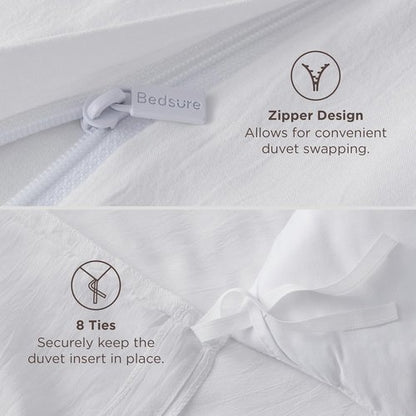 Bedsure King Size Duvet Cover Set - 3 Pieces Extra Soft Prewashed Cotton-Like Polyester, 104x90 Inches with Zipper Closure & 2 Pillow Shams