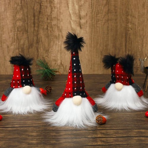 Juegoal Lighted Christmas Gnome Set - Handmade Mini Scandinavian Tomte | Battery Operated Winter Decor