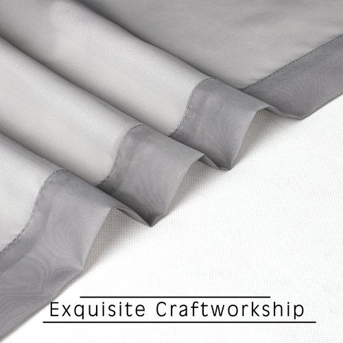 OWENIE Grey Sheer Curtains 24 Inches Long 2 Panels for Bathroom Window, Rod Pocket Light Filtering Sheer Tier Curtains for Small Kitchen Laundry Room, RV, Camper Travel Trailers, 42W x 24L, Gray
