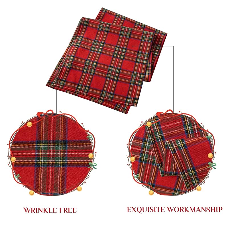 Softalker Christmas Checkered Tartan Table Runner Red 13 x 90 Inch - Variation: Red Plaid+13 x 90"