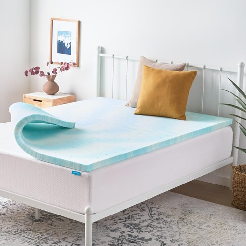 Linenspa 2 Inch Swirl Gel Memory Foam Mattress Topper, Twin Size – Cooling Gel Infused, Ventilation Holes – Pressure Relieving Bed Topper – CertiPUR Certified