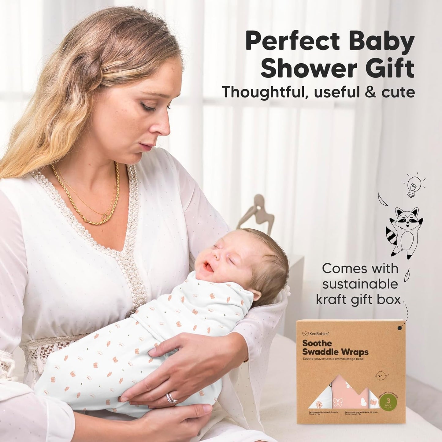 Organic Baby Swaddle Sleep Sacks by [Brand Name] - Soft & Snug for Newborns 0-3 Months | 3-Pack Butterflies, XS