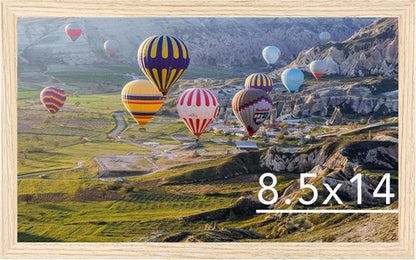JCJMY Picture Frame - 8.5x14 Wall Mount for Horizontal or Vertical Display | Shatter-Resistant Plexiglass, Natural Finish