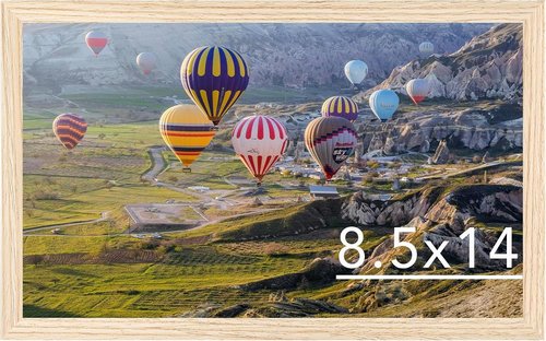 JCJMY Picture Frame - 8.5x14 Wall Mount for Horizontal or Vertical Display | Shatter-Resistant Plexiglass, Natural Finish