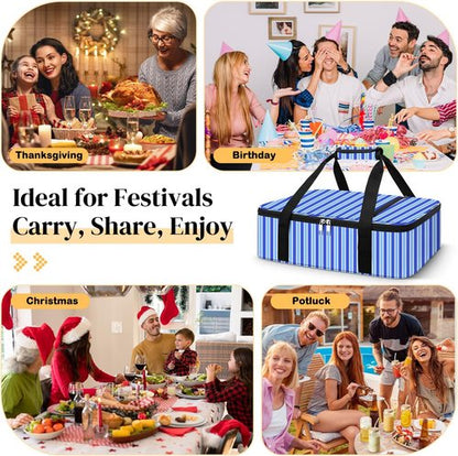 Coobiiya Insulated Casserole Carrier - Keeps Food Hot or Cold | Portable 9" x 13" Lasagna Tote for Picnics
