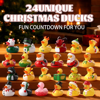 Sotiff Christmas Rubber Duck Bath Set - 24 Pcs Advent Calendar Surprise Gifts | Yellow-Green