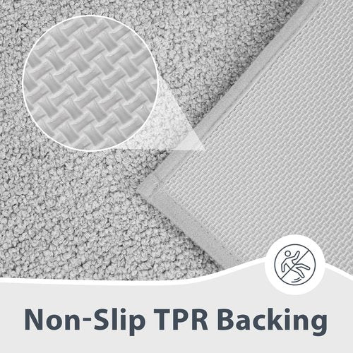 anllugs Bathroom Rugs 24" x 60", Non-Slip Extra Soft Absorbent Bath Rugs, Machine Washable Quick Dry Bath Mats for Bathroom Floor, Shower, Bathtub and Sink, Light Grey & Grey