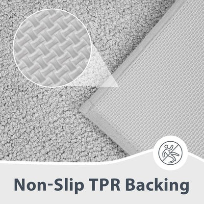 anllugs Bathroom Rugs 24" x 60", Non-Slip Extra Soft Absorbent Bath Rugs, Machine Washable Quick Dry Bath Mats for Bathroom Floor, Shower, Bathtub and Sink, Light Grey & Grey